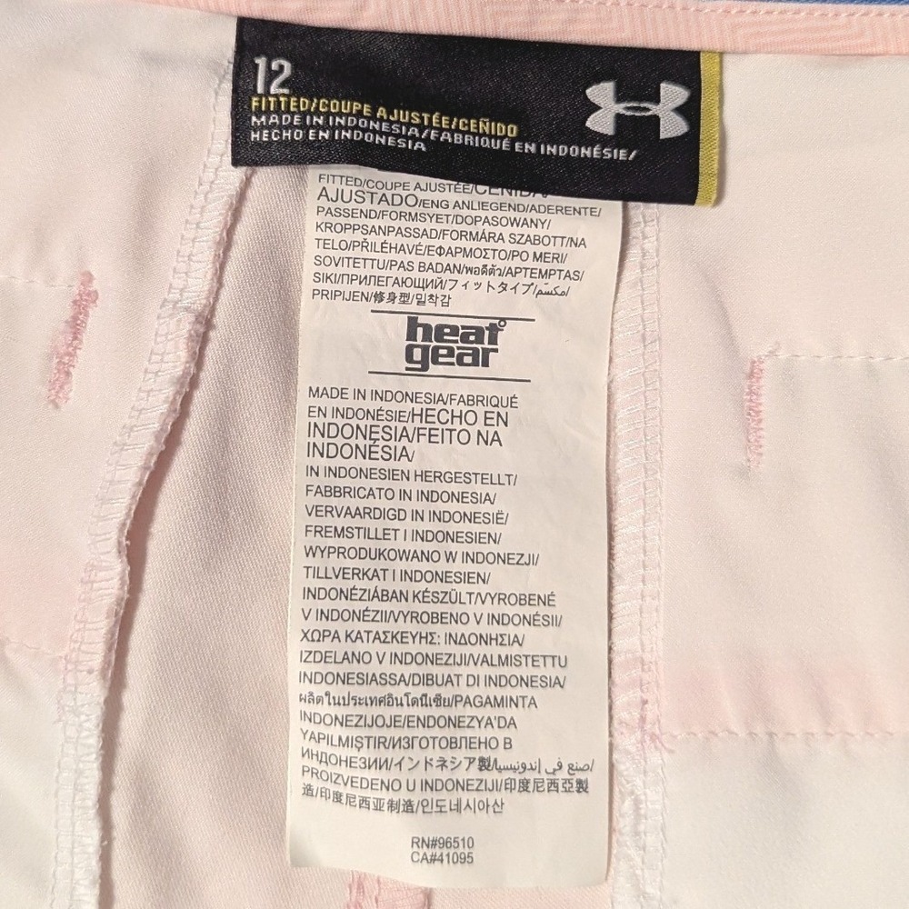 Under Armour HeatGear Womens 12 Golf Shorts Pink Herringbone Fitted 4-Pocket - Picture 4 of 9